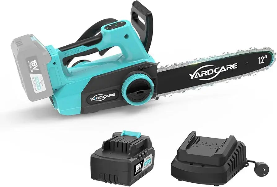 4.0Ah Battery Chainsaw 12-Inch,18V-20V Electric Chainsaw Cordless, Brushless Motor, Dual Modes, LED Display, for Professional Wood Cutting and Tree Pruning