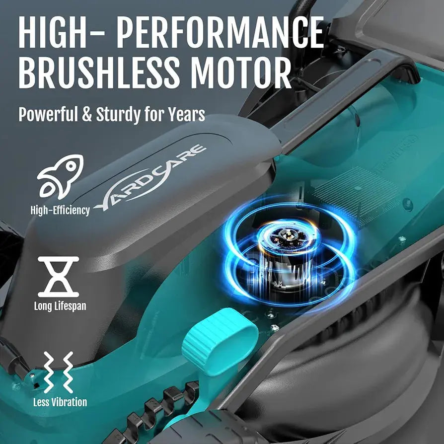  YARDCARE 36V Brushless Cordless Lawn Mower with 2X4.0Ah Batteries, LED Display Screen, Electric Lawnmower with 5-Position Height Adjustment, 8 Gallon Grass Bag, Charger