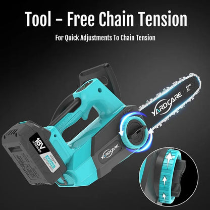 4.0Ah Battery Chainsaw 12-Inch,18V-20V Electric Chainsaw Cordless, Brushless Motor, Dual Modes, LED Display, for Professional Wood Cutting and Tree Pruning