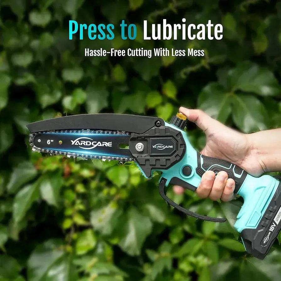 6 Inch Cordless Mini Chainsaw, Lightweight Electric Handheld Saw for Tree Trimming & Wood Cutting, Battery Powered with 2.0Ah Battery, Safety Lock for Home and Garden Use