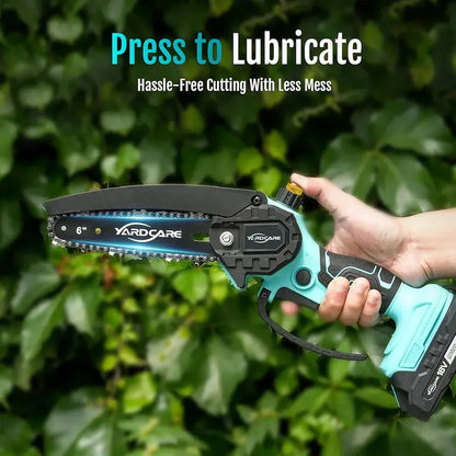 6 Inch Cordless Mini Chainsaw, Lightweight Electric Handheld Saw for Tree Trimming & Wood Cutting, Battery Powered with 2.0Ah Battery, Safety Lock for Home and Garden Use