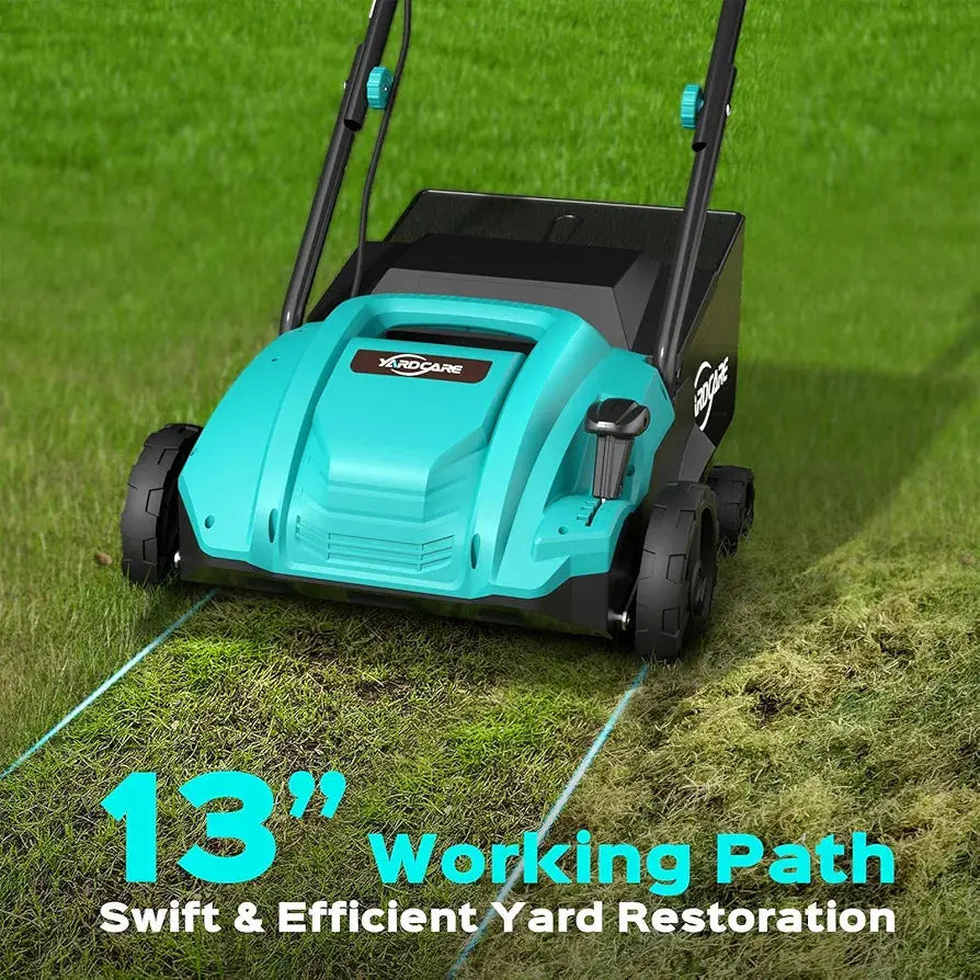 2-in-1 Electric Dethatcher & Scarifier, 12 Amp Lawn Tool with 8 Gal Collection Bag, Adjustable Depth, Powerful Motor for Healthier Grass