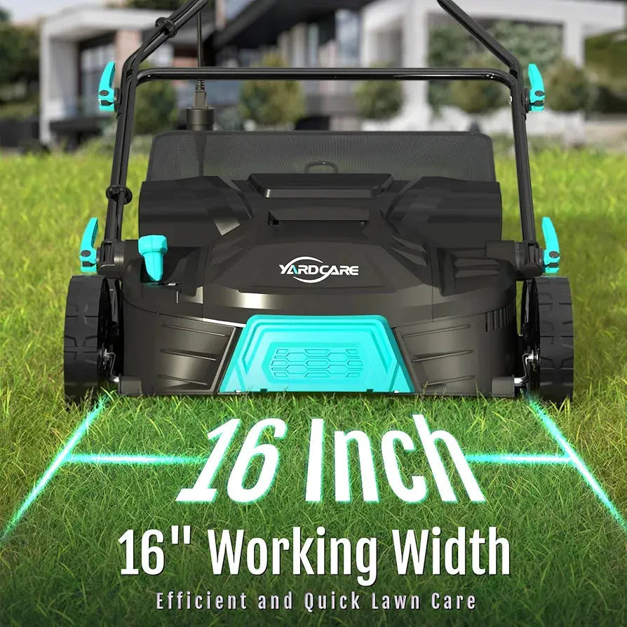 15Amp Lawn Dethatcher with 5-Position Depth Adjustment, 16-Inch 2-in-1 Dethatcher & Scarifier, 12-Gallon Collection Bag, Foldable Design for Easy Storage, Ideal for Lawn Care