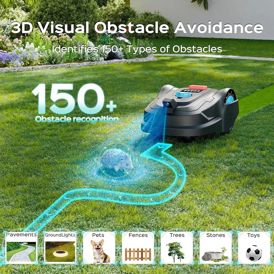 2026 M800Plus GPS+3D Vision Cordless Robot Lawn Mower with Bow-Shaped Path Mowing, APP Control, Robotic Lawnmower with Obstacle Avoidance, Auto-Charging for Lawns up to 8611 sq.ft