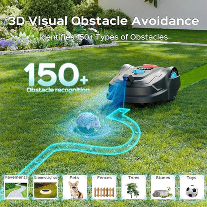 2026 M800Plus GPS+3D Vision Cordless Robot Lawn Mower with Bow-Shaped Path Mowing, APP Control, Robotic Lawnmower with Obstacle Avoidance, Auto-Charging for Lawns up to 8611 sq.ft