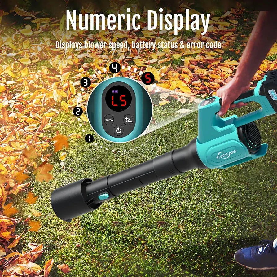 Electric Cordless Leaf Blower with Battery and Charger, 5-Speed + Turbo Mode, 4.0Ah Lightweight Battery Powered Powerful Blower for Blowing Leaves, Patio Cleaning, Blowers for Lawn Care